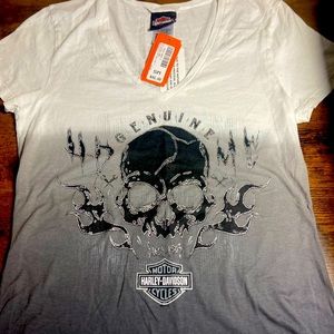 Small Harley Davidson Shirt white gray black ombré